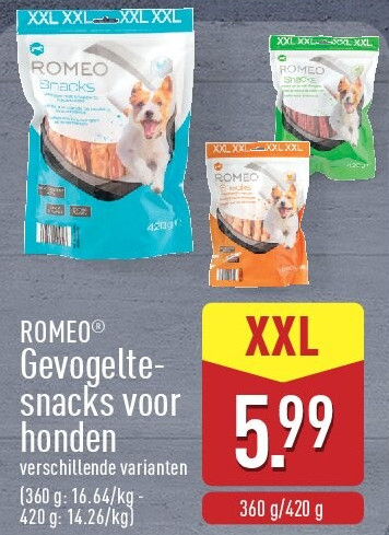 Gevogelte­ snacks voor honden