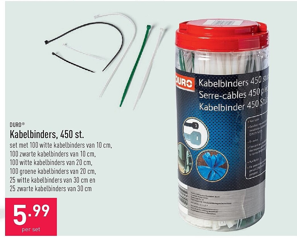 Kabelbinders, 450 st.