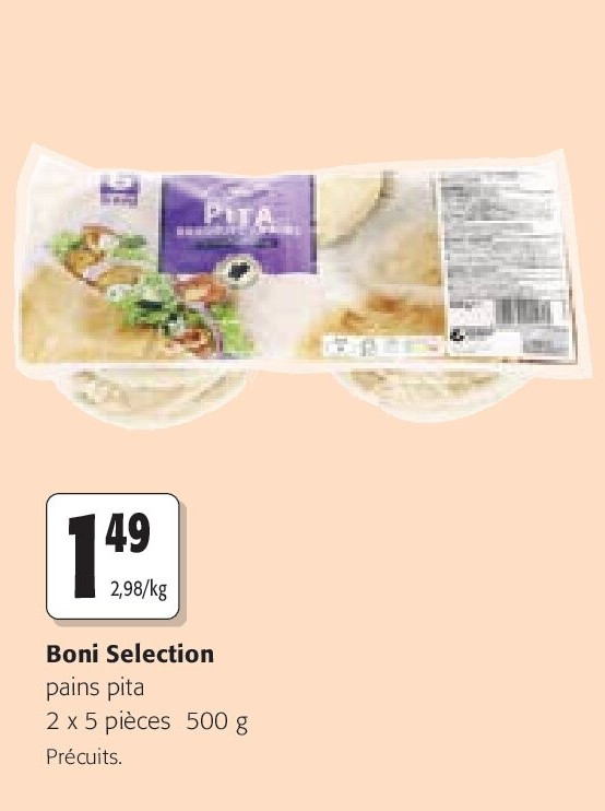 Boni Selection pains pita 2 x 5 pièces 500 g