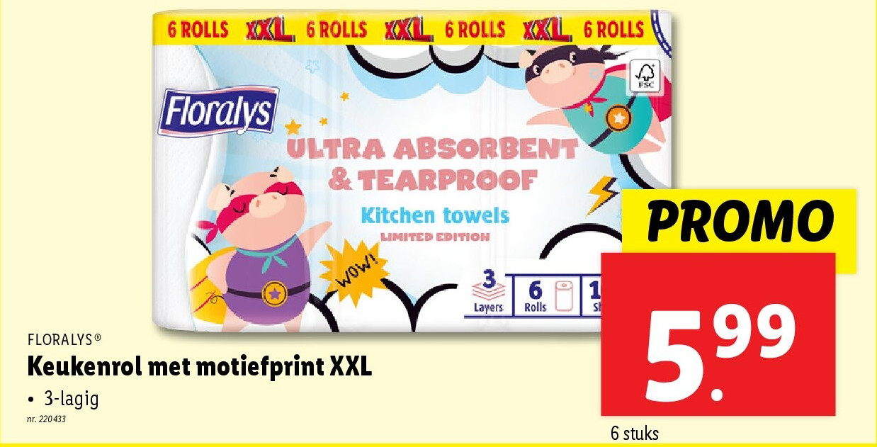 Keukenrol met motiefprint XXL