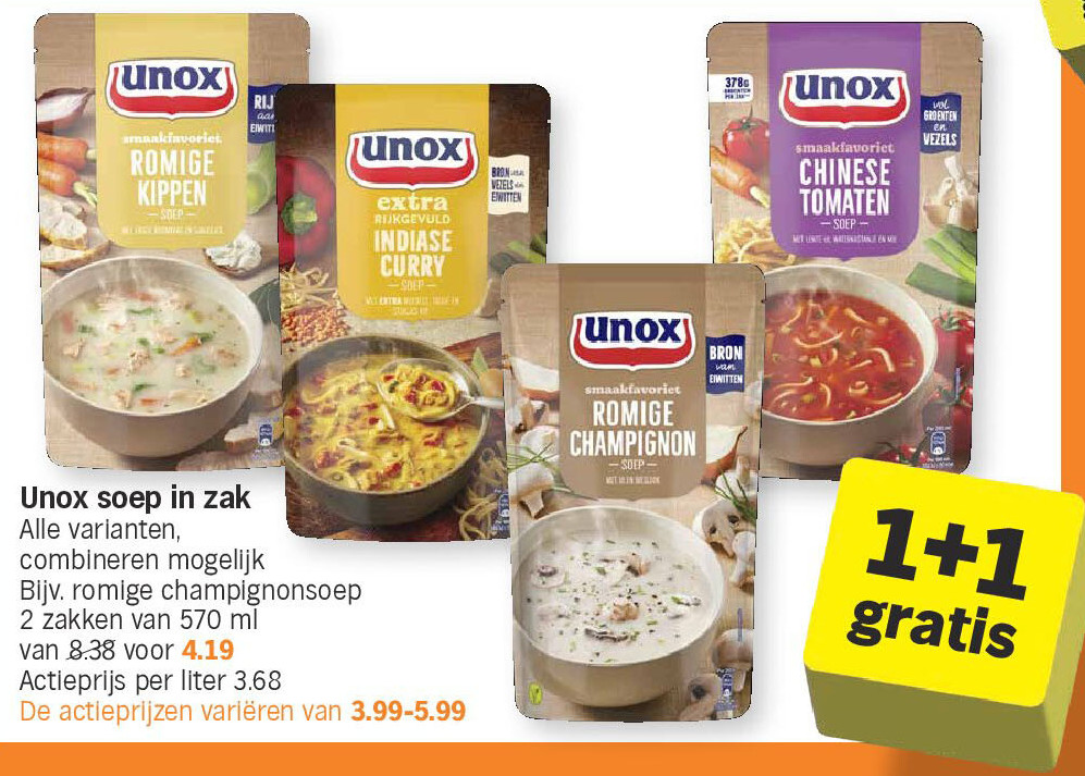 Unox soep in zak