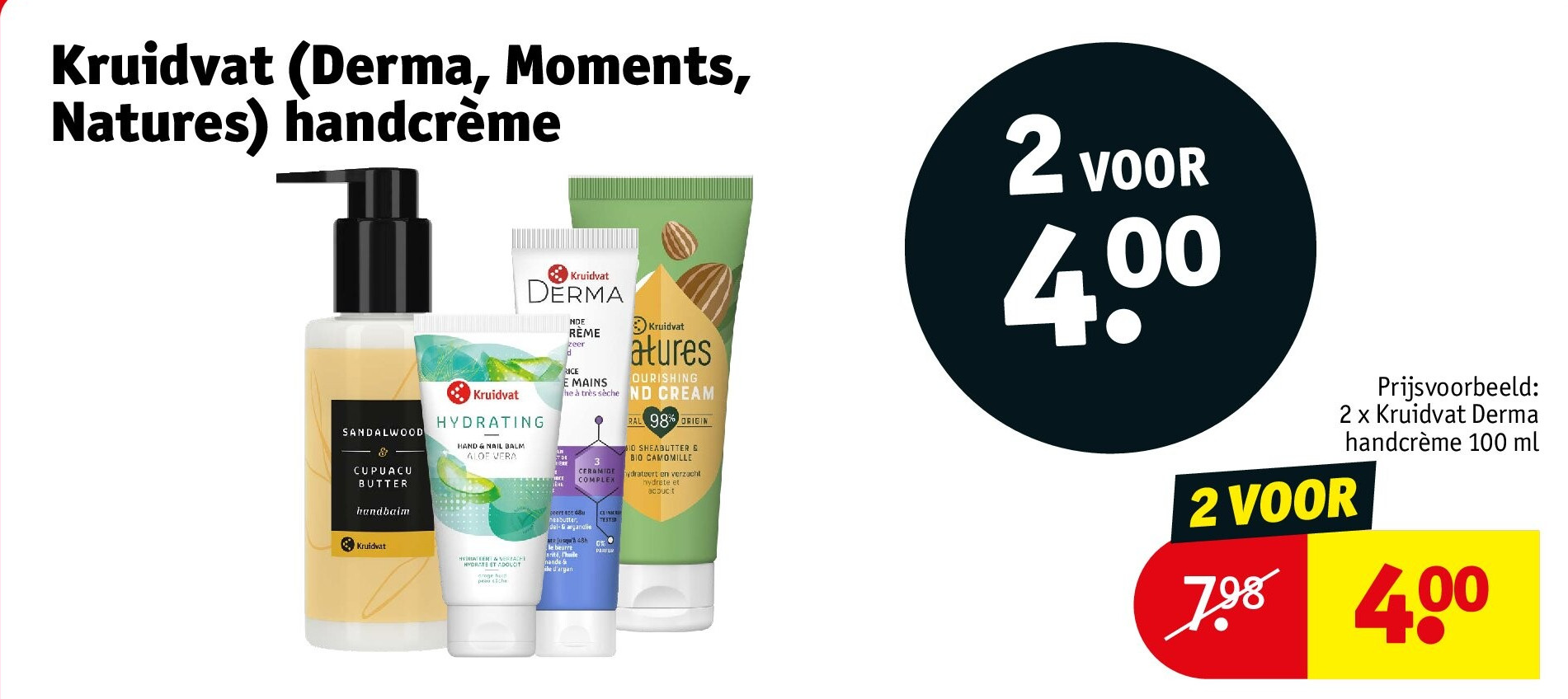 Kruidvat (Derma, Moments, Natures) handcrème