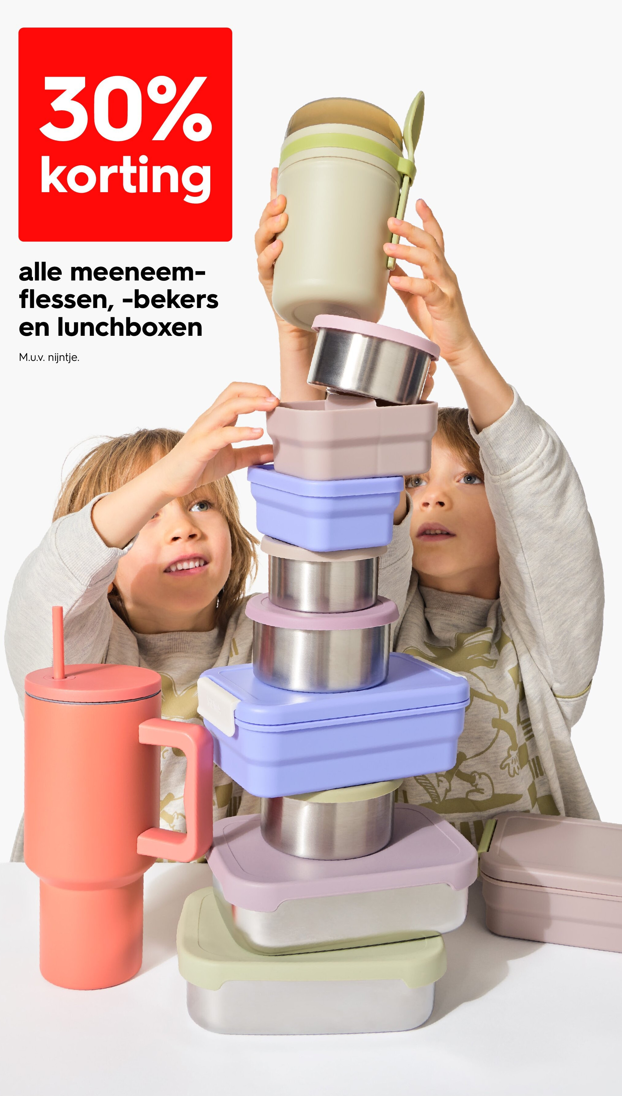 alle meeneemflessen, -bekers en lunchboxen