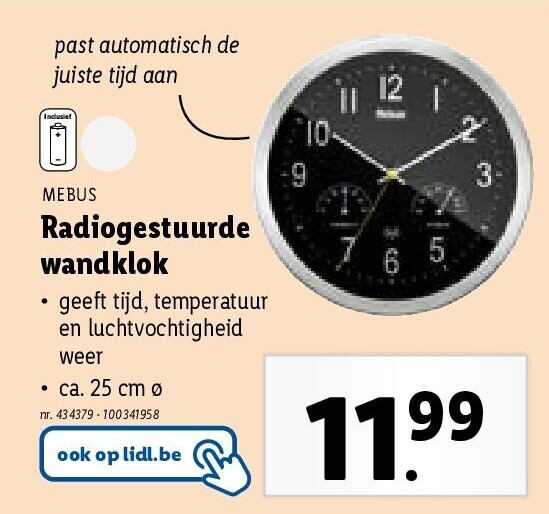 Radiogestuurde wandklok