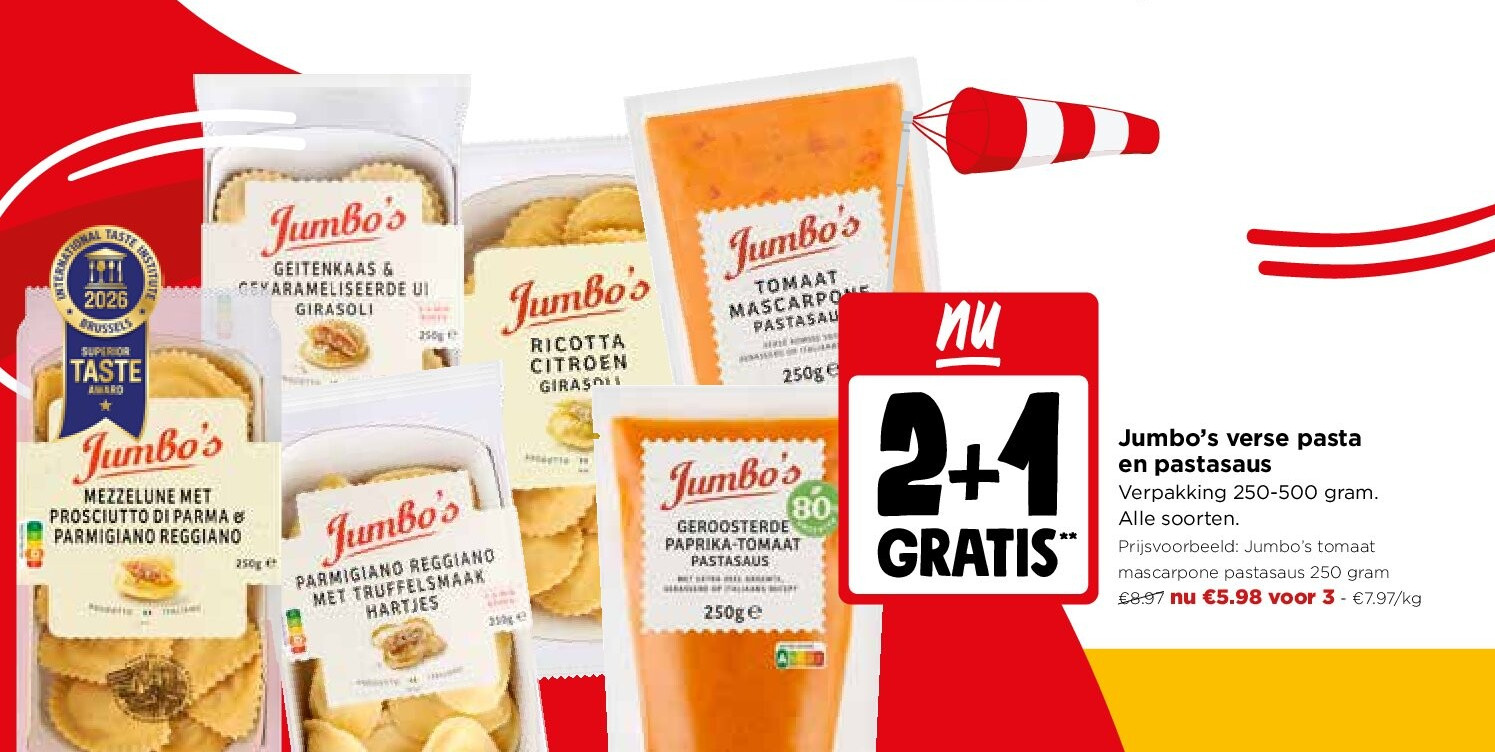 Jumbo’s verse pasta en pastasaus