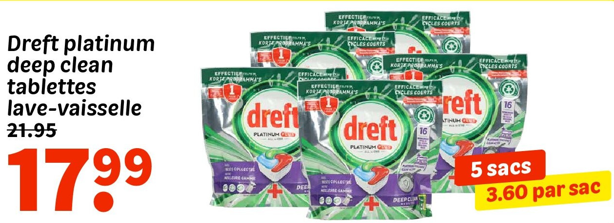 Dreft platinum deep clean tablettes lave-vaisselle