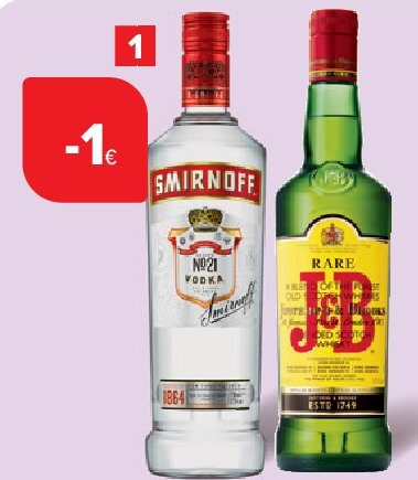 Wodka Original Smirno , whisky Original J&B en Baileys Original
