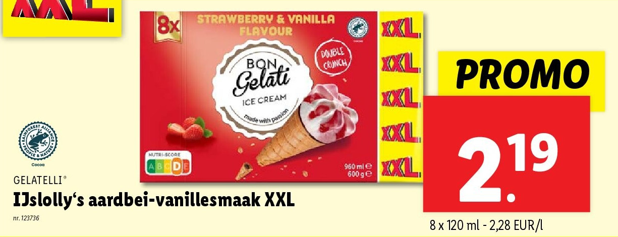 IJslolly‘s aardbei-vanillesmaak XXL