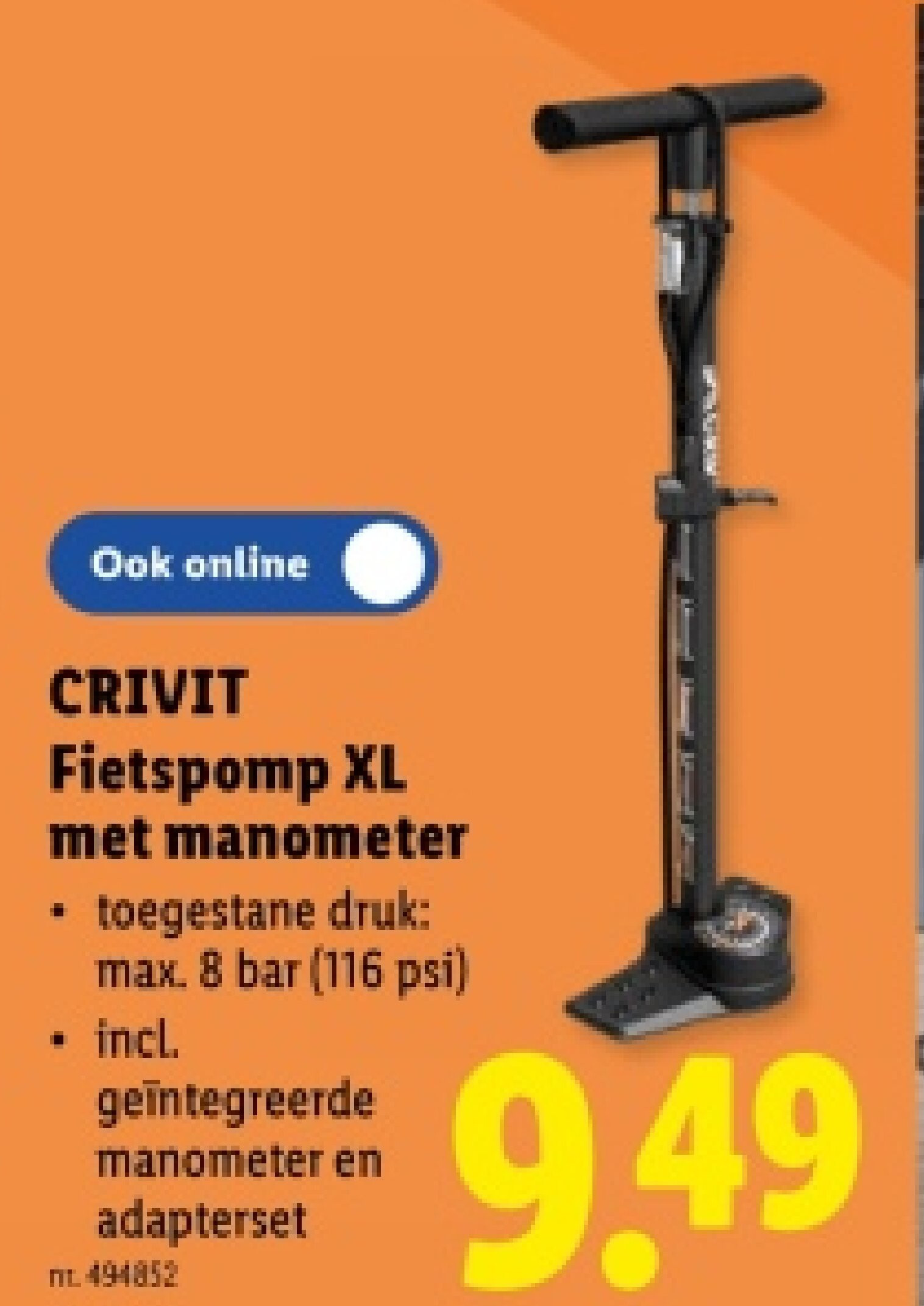 Fietspomp XL met manometer