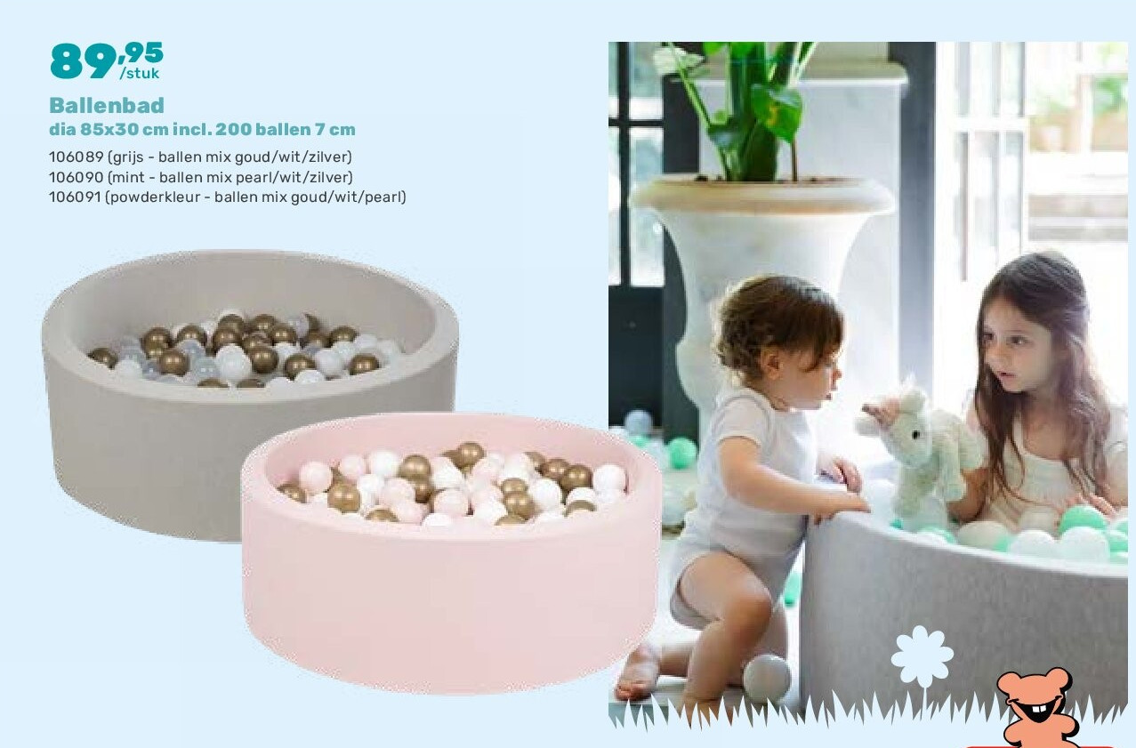 Ballenbad dia 85x30 cm incl. 200 ballen 7 cm