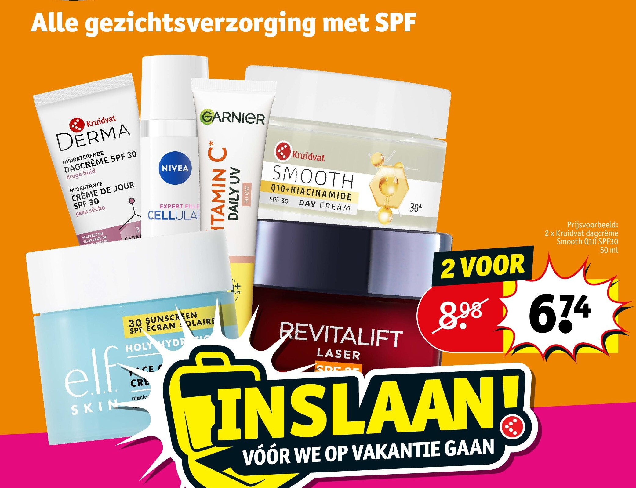 2 x Kruidvat dagcrème Smooth Q10 SPF30 50 ml