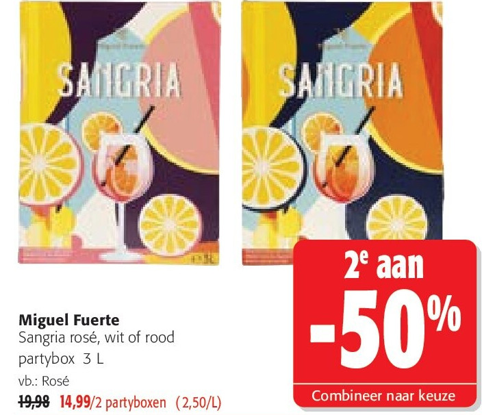 Miguel Fuerte Sangria rosé, wit of rood partybox 3 L