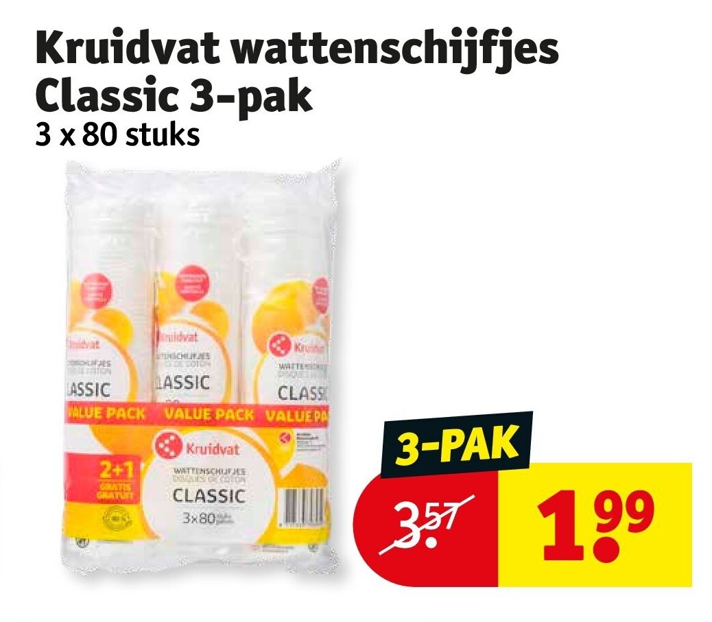 Kruidvat wattenschijfjes Classic 3-pak