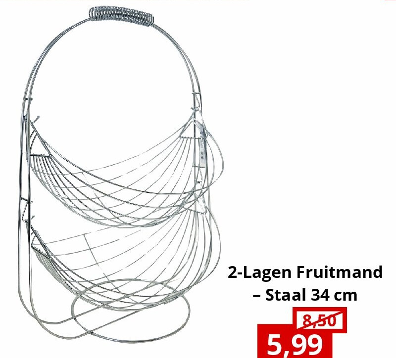 2-Lagen Fruitmand – Staal 34 cm