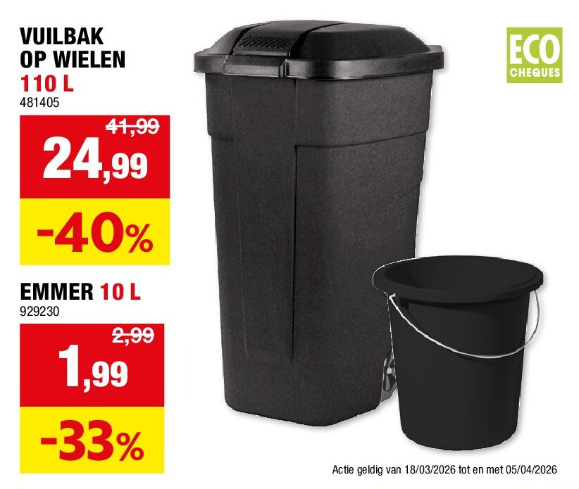 VUILBAK OP WIELEN 110 L