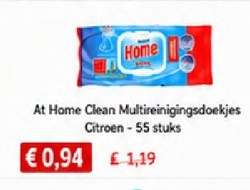 At Home Clean Multireinigingsdoekjes Citroen -55 stuks