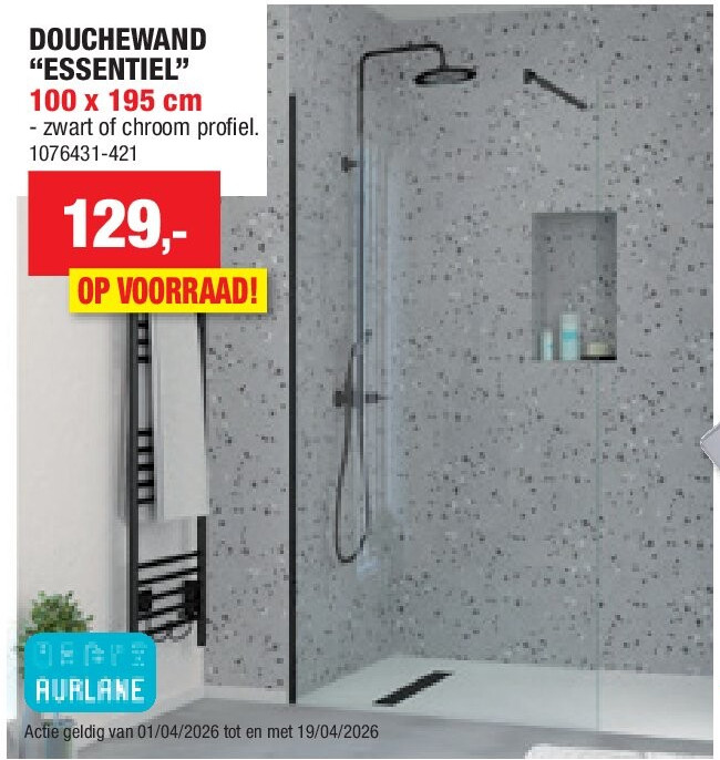 DOUCHEWAND “ESSENTIEL” 100 x 195 cm