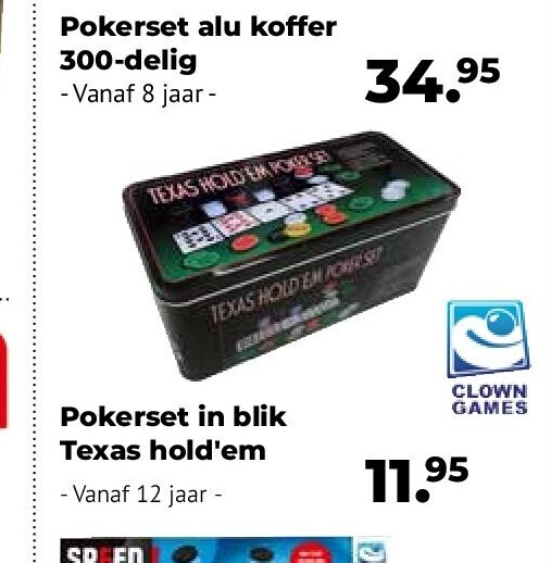 Pokerset in blik Texas hold'em