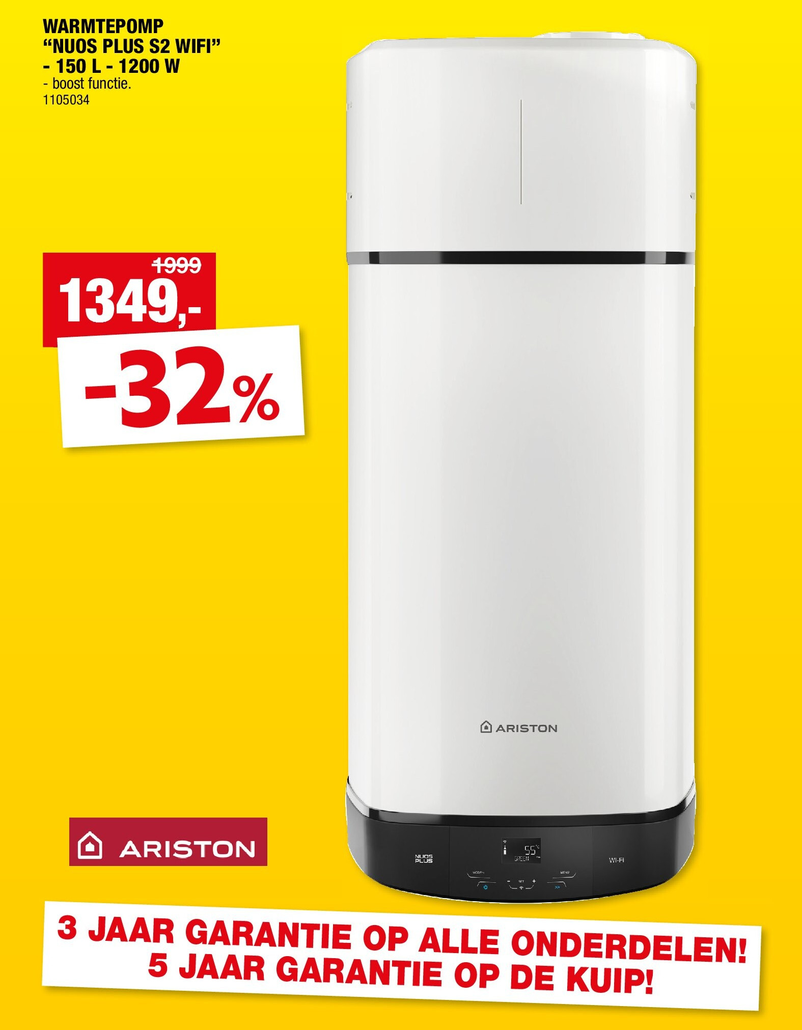 WARMTEPOMP “NUOS PLUS S2 WIFI” - 150 L - 1200 W