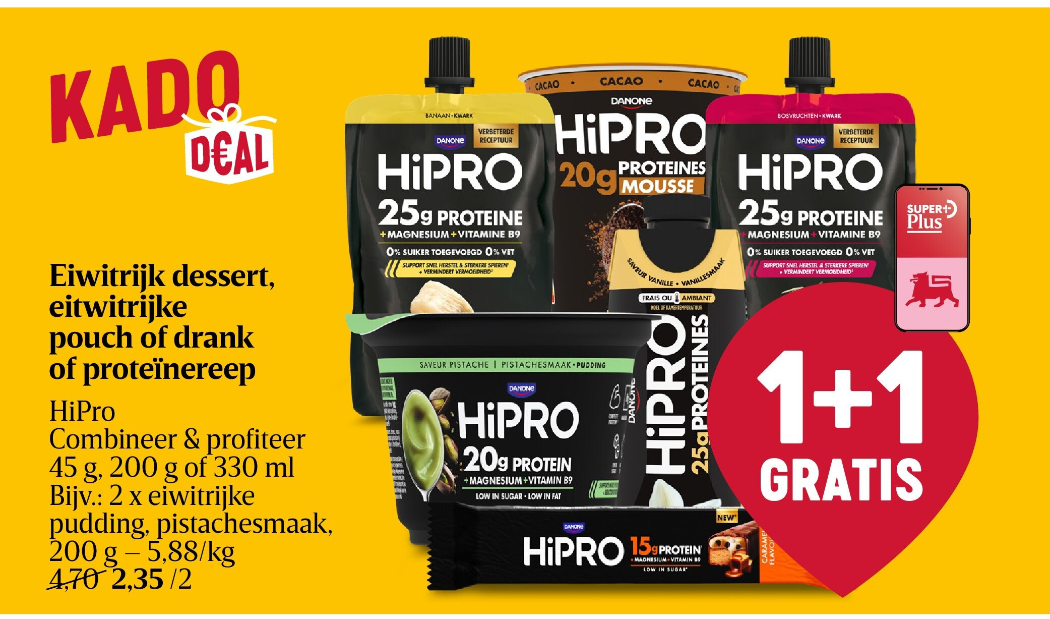 Eiwitrijk dessert, eitwitrijke pouch of drank of proteïnereep