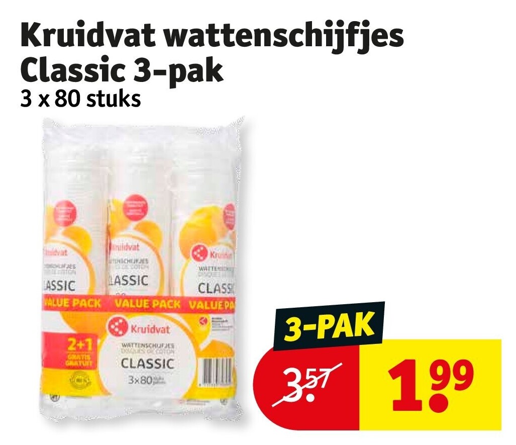 Kruidvat wattenschijfjes Classic 3-pak