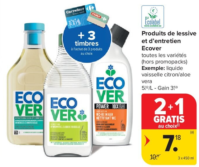 Produits de lessive et d’entretien Ecover 3 x 450 ml
