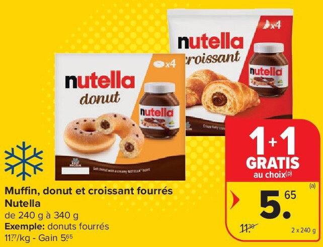 Muffin, donut et croissant fourrés Nutella 2 x 240 g