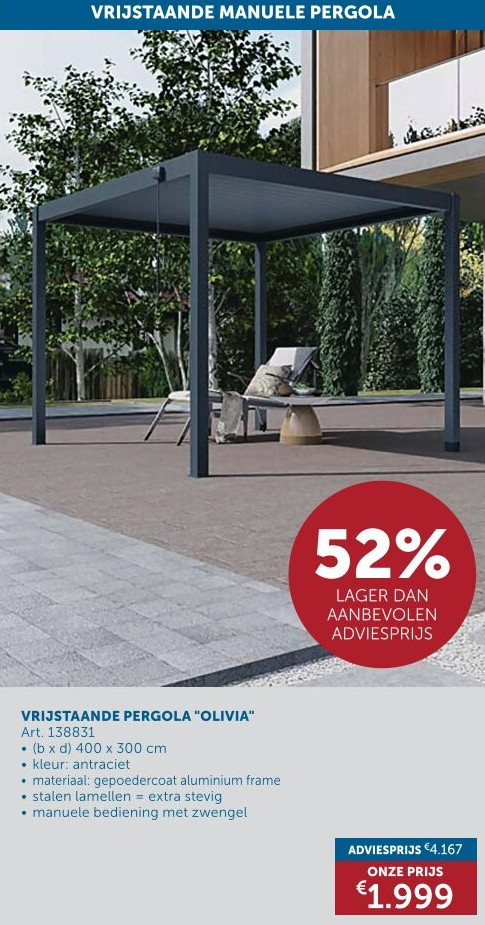 VRIJSTAANDE PERGOLA "OLIVIA"