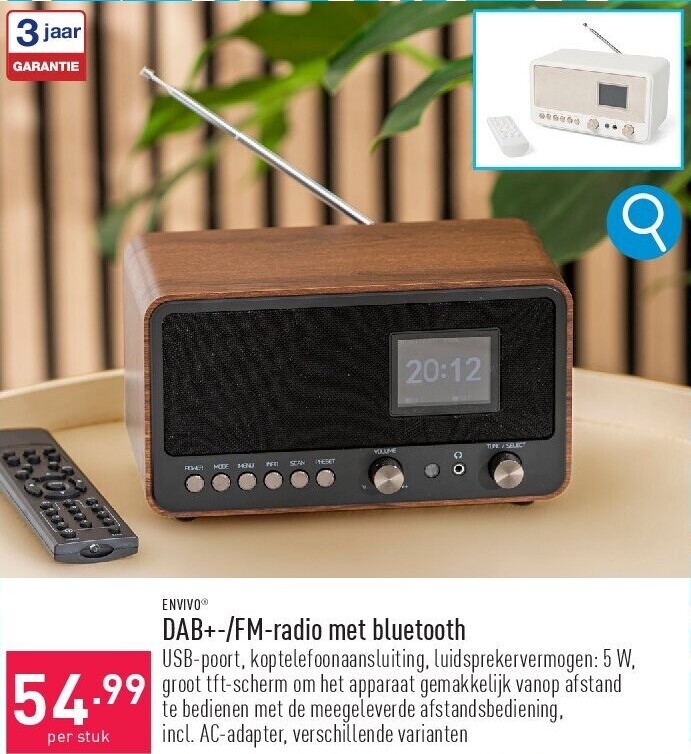 DAB+-/FM-radio met bluetooth