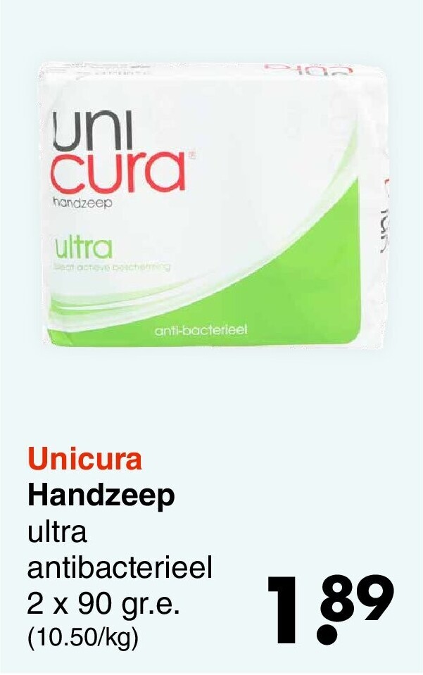 Unicura Handzeep ultra antibacterieel 2 x 90 gr.e.