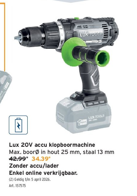 Lux 20V accu klopboormachine