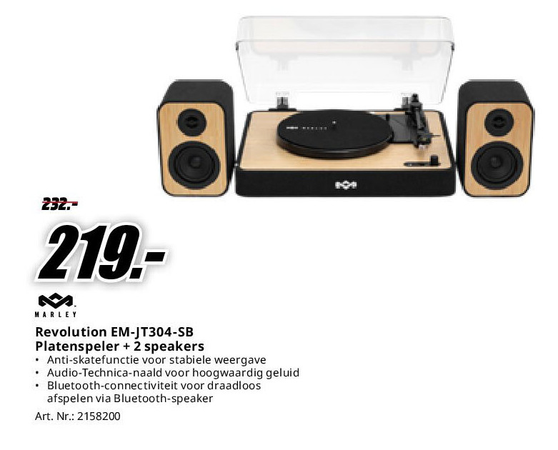 Revolution EM-JT304-SB Platenspeler + 2 speakers