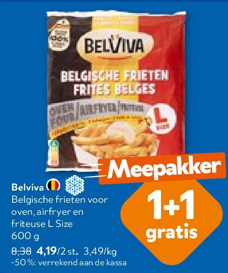Belviva Belgische frieten voor oven, airfryer en friteuse L Size 600 g