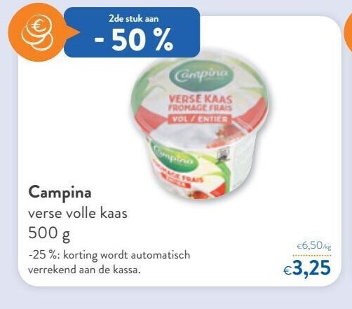 Campina verse volle kaas 500 g