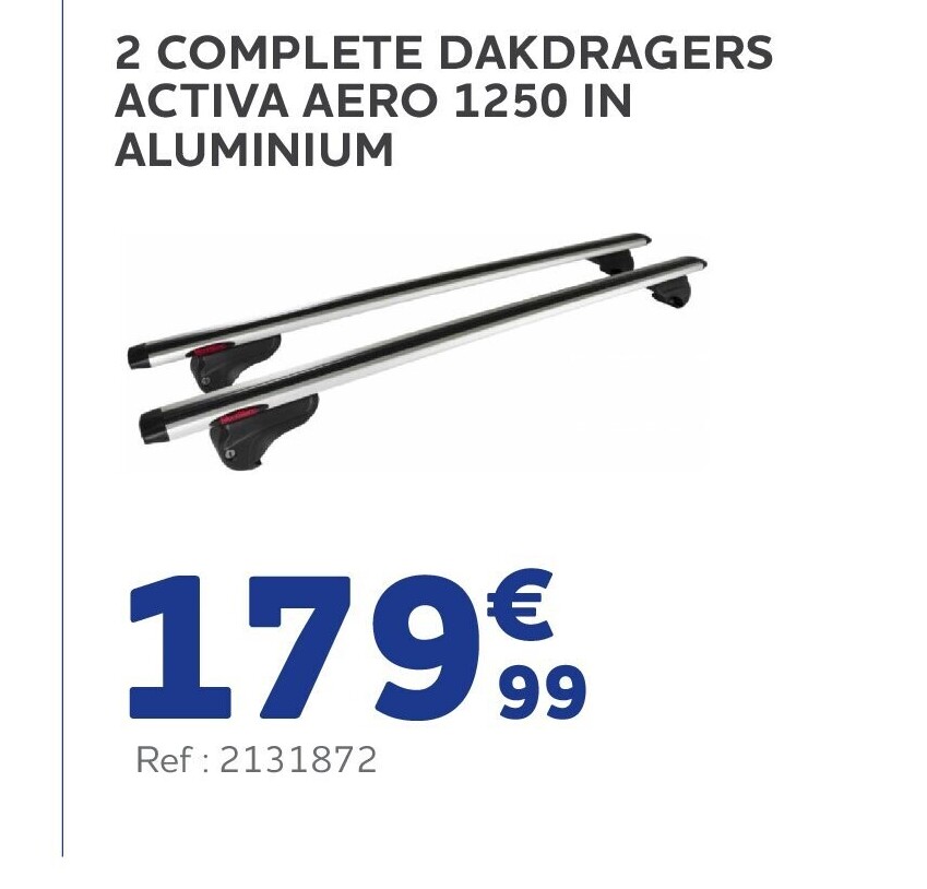 2 COMPLETE DAKDRAGERS ACTIVA AERO 1250 IN ALUMINIUM