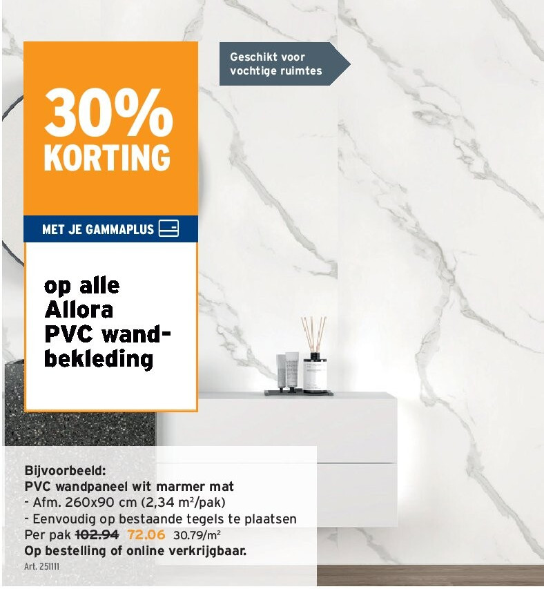 PVC wandpaneel met marmer mat