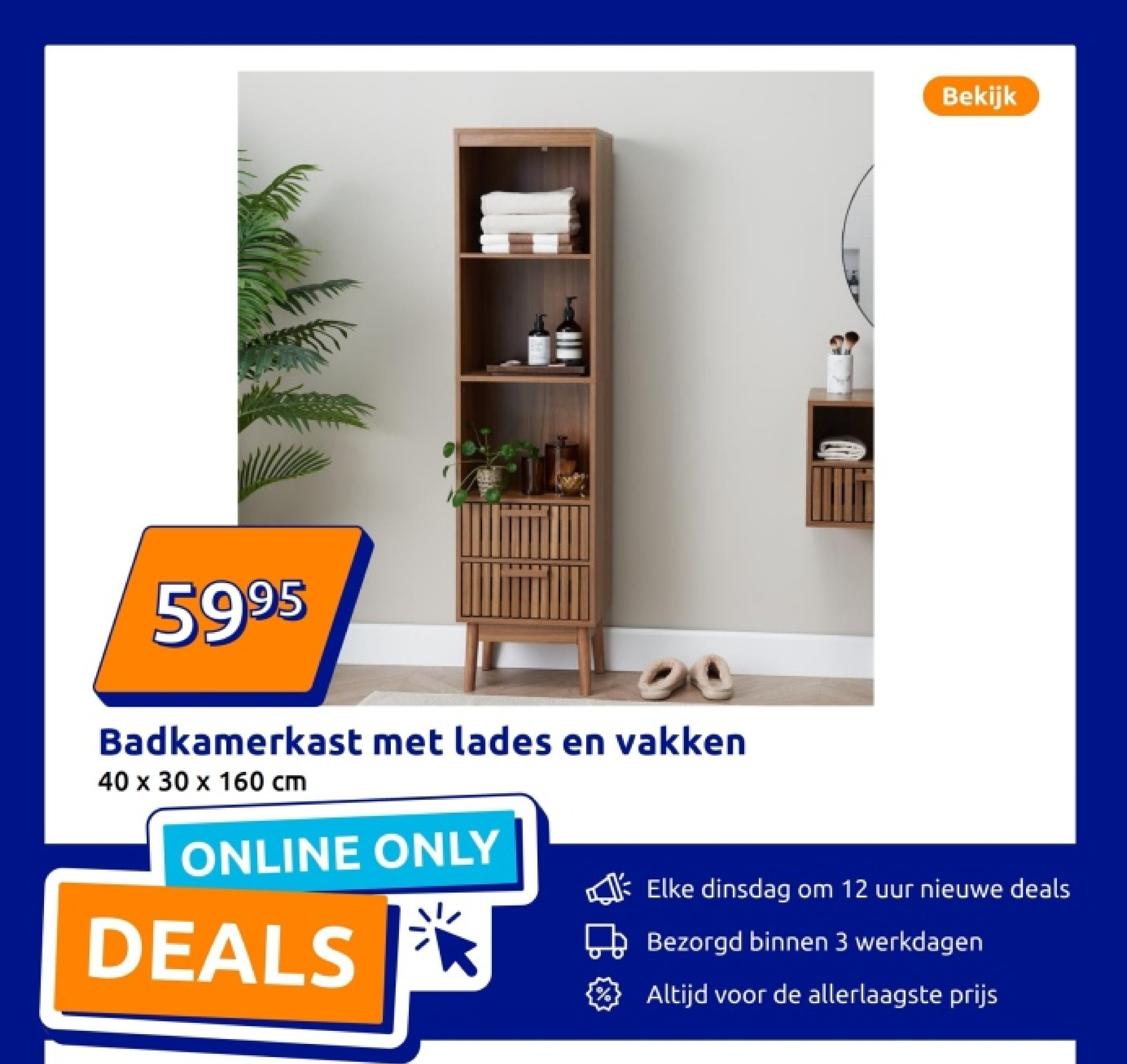 Badkamerkast met lades en vakken