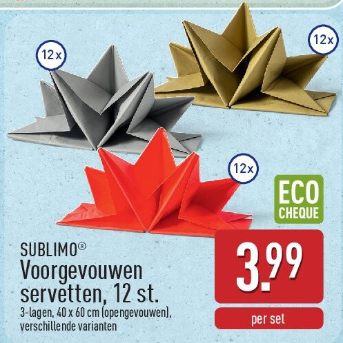 Voorgevouwen servetten, 12st