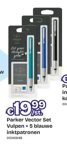 Parker Vector Set Vulpen + 5 blauwe inktpatronen