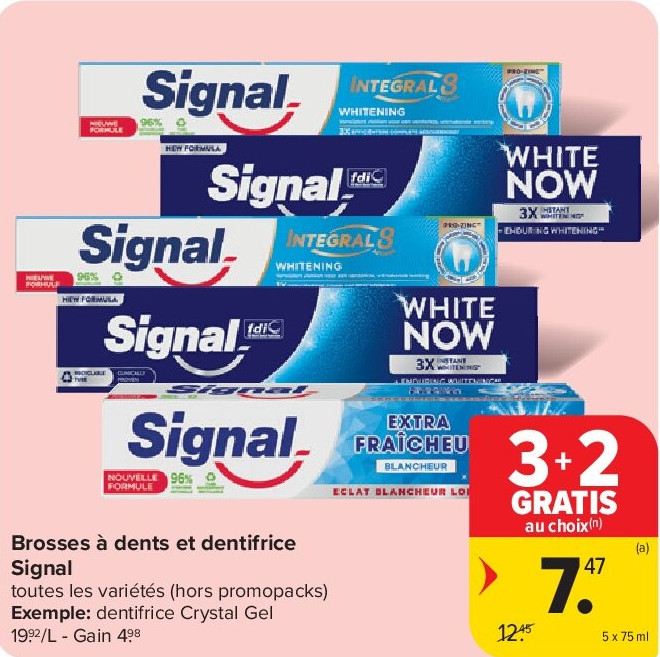 Brosses à dents et dentifrice Signal 5 x 75 ml