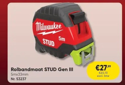 Rolbandmaat STUD Gen III 5mx33mm Nr. 53237