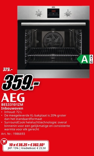 AEG BES33101ZM Inbouwoven