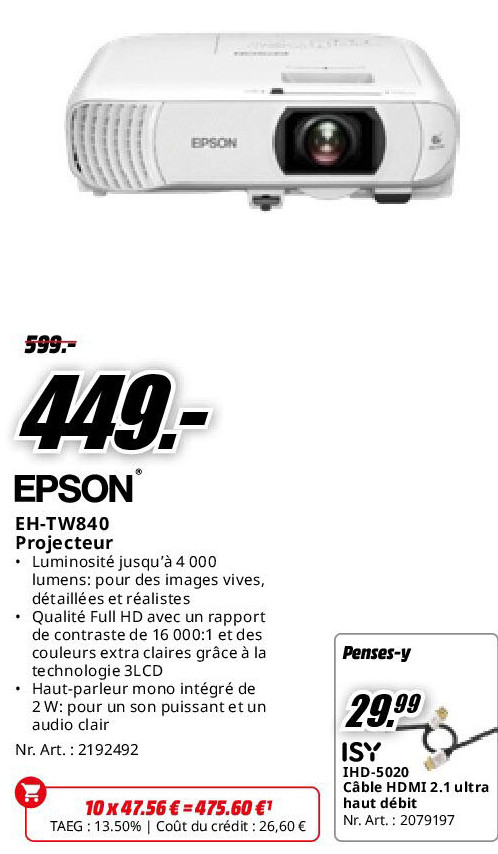 Epson EH-TW840 Projecteur