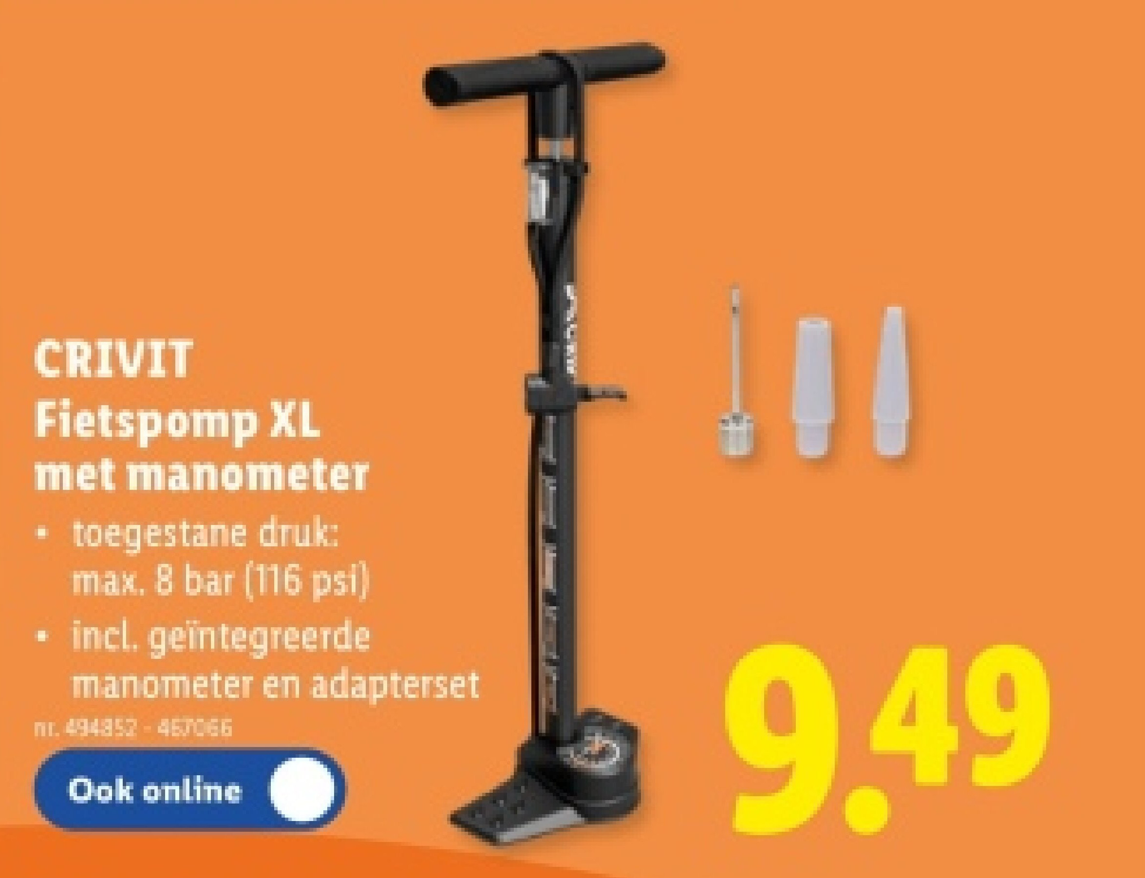 Fietspomp XL met manometer