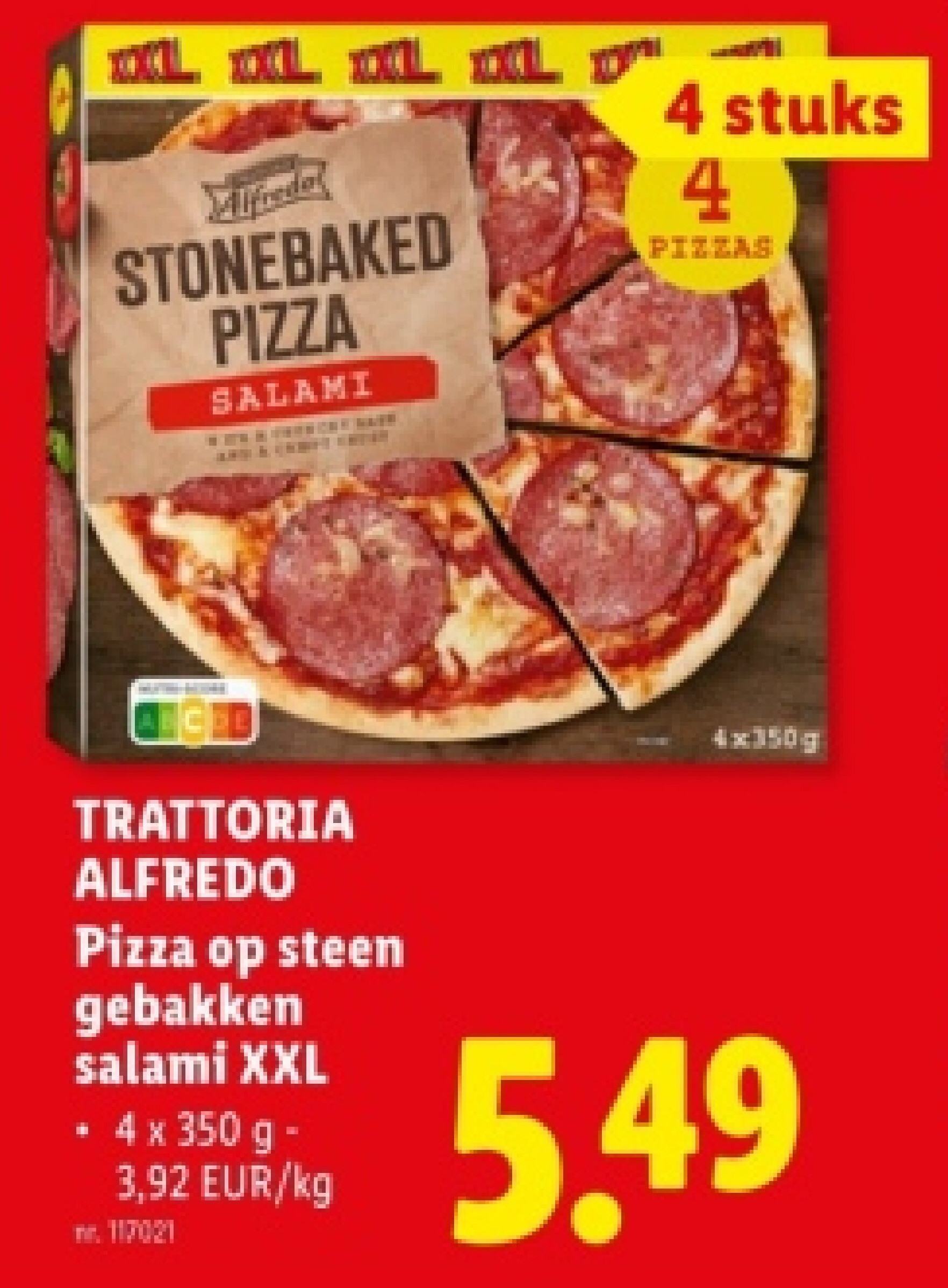 Pizza op steen gebakken salami XXL