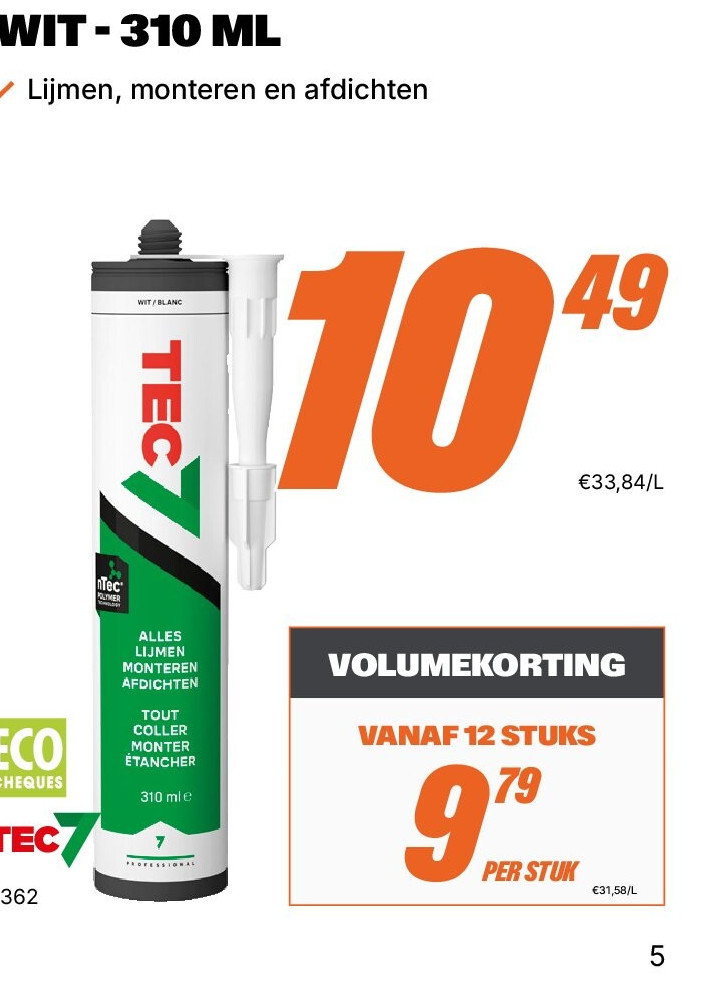 Montagekit Tec7 wit 310 ml