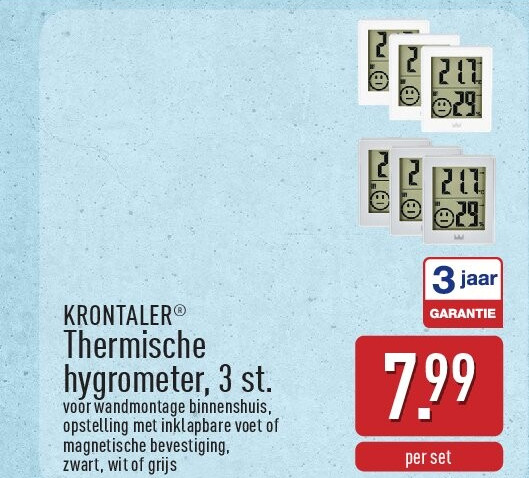 Thermische hygrometer, 3st.