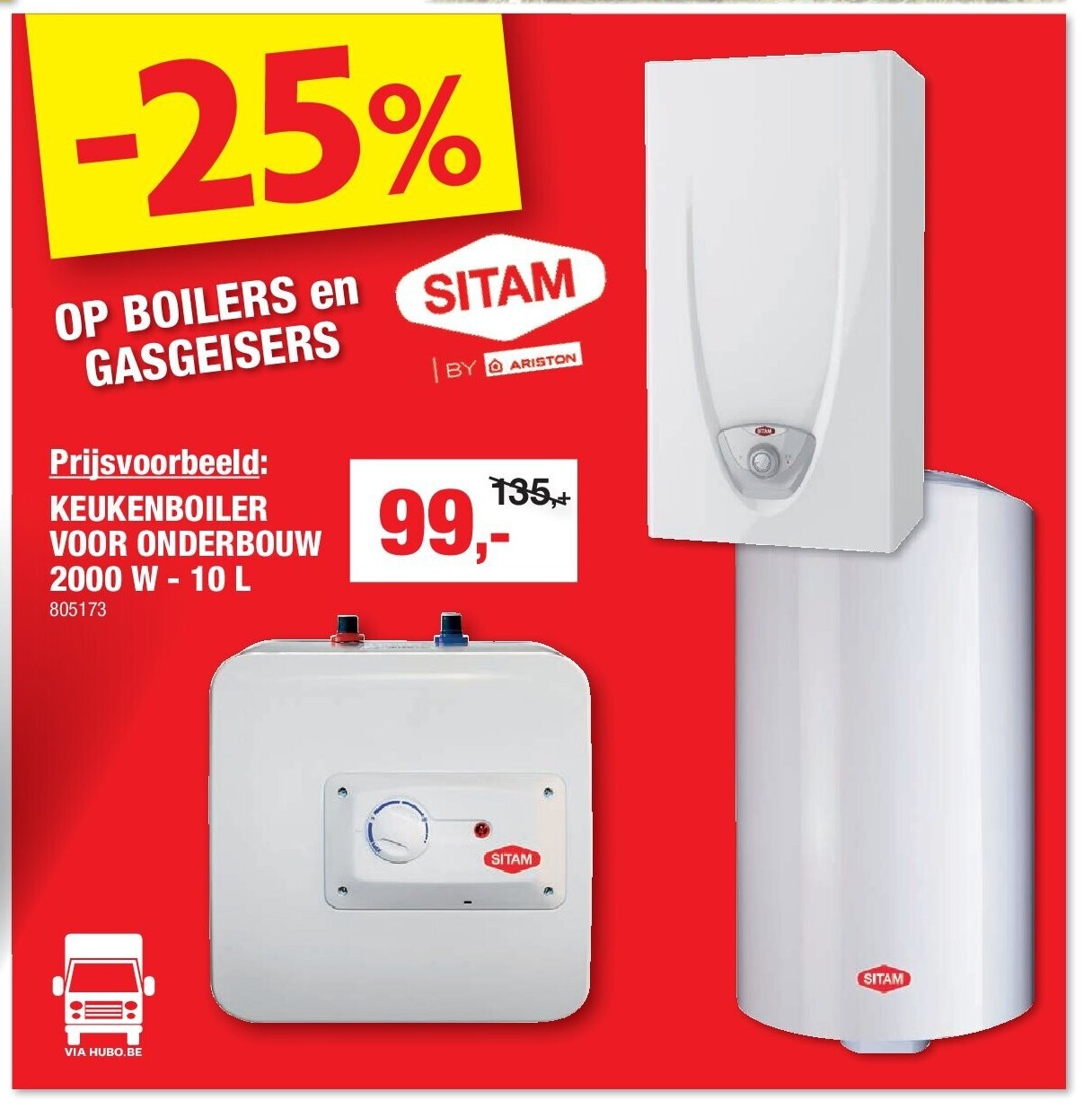 KEUKENBOILER VOOR ONDERBOUW 2000 W - 10 L