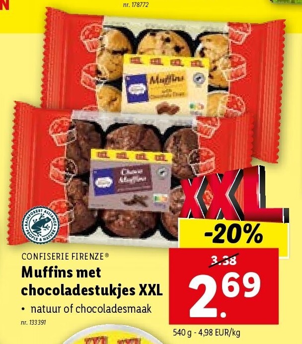 Muffins met chocoladestukjes XXL