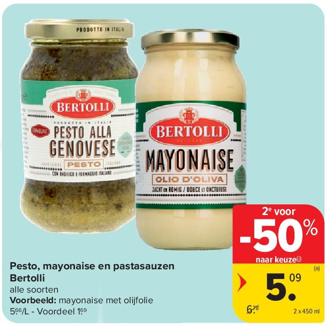 Pesto, mayonaise en pastasauzen Bertolli